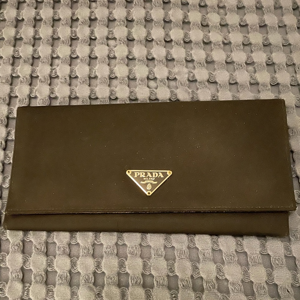 Prada Black Nylon Leather Lined Wallet